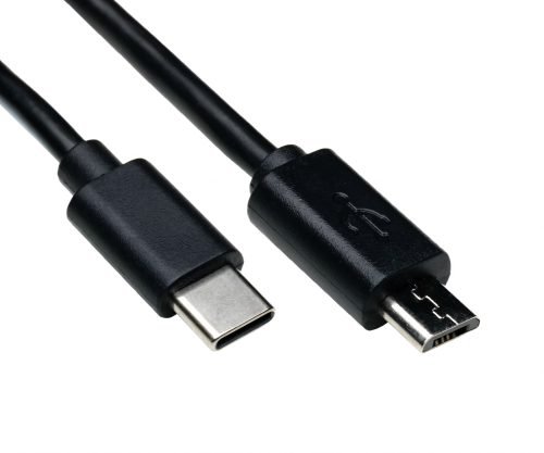 USB 3.1 kabel type C - micro B, zwart, DINIC doos met Euro gat, 1m